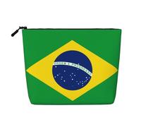 XZDLXJ Bolsa de maquillaje de una sola capa resistente al agua con diseño de bandera brasileña con cremallera para tus necesidades diarias o de viaje, color negro, talla única, Black, Talla única