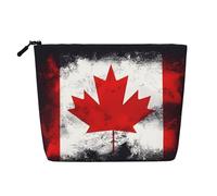 XZDLXJ Bolsa de maquillaje de una sola capa resistente al agua con diseño de bandera canadiense con cremallera para tus necesidades diarias o de viaje, color negro, talla única, Black, Talla única