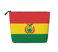XZDLXJ Bolsa de maquillaje de una sola capa resistente al agua con diseño de bandera de Bolivia con cremallera para tus necesidades diarias o de viaje, color negro, talla única, Black, Talla única