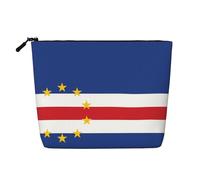XZDLXJ Bolsa de maquillaje de una sola capa resistente al agua con diseño de bandera de Cabo Verde con cremallera para tus necesidades diarias o de viaje, color negro, talla única, Black, Talla única