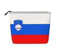 XZDLXJ Bolsa de maquillaje de una sola capa resistente al agua con diseño de bandera de Eslovenia con cremallera para tus necesidades diarias o de viaje, color negro, talla única, Black, Talla única