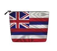 XZDLXJ Bolsa de maquillaje de una sola capa resistente al agua con diseño de bandera de Hawái con cremallera para tus necesidades diarias o de viaje, color negro, talla única, Black, Talla única