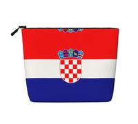 XZDLXJ Bolsa de maquillaje de una sola capa resistente al agua con diseño de bandera de la República de Croacia con cremallera para tus necesidades diarias o de viaje, color negro, talla única, Black,