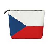 XZDLXJ Bolsa de maquillaje de una sola capa resistente al agua con diseño de bandera de la República Checa con cremallera para tus necesidades diarias o de viaje, color negro, talla única, Black,