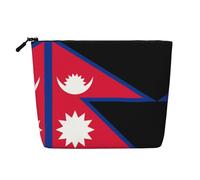 XZDLXJ Bolsa de maquillaje de una sola capa resistente al agua con diseño de bandera de Nepal con cremallera para tus necesidades diarias o de viaje, color negro, talla única, Black, Talla única