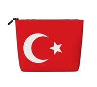 XZDLXJ Bolsa de maquillaje de una sola capa resistente al agua con diseño de bandera de Turquía con cremallera para tus necesidades diarias o de viaje, color negro, talla única, Black, Talla única