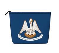XZDLXJ Bolsa de maquillaje de una sola capa resistente al agua con diseño de bandera del estado de Louisiana con cremallera para tus necesidades diarias o de viaje, color negro, talla única, Black,