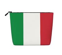 XZDLXJ Bolsa de maquillaje de una sola capa resistente al agua con diseño de bandera italiana con cremallera para tus necesidades diarias o de viaje, color negro, talla única, Black, Talla única