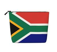 XZDLXJ Bolsa de maquillaje de una sola capa resistente al agua con diseño de bandera sudafricana con cremallera para tus necesidades diarias o de viaje, color negro, talla única, Black, Talla única