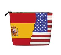 XZDLXJ Bolsa de maquillaje de una sola capa resistente al agua con diseño de la bandera de Estados Unidos de España con cremallera para tus necesidades diarias o de viaje, color negro, talla única,