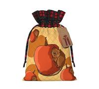 XZDLXJ Bonita bolsa de arpillera con cordón para hámster con tela a cuadros y etiqueta de papel kraft, Black, M