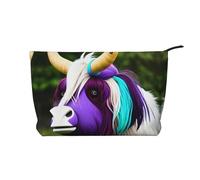 XZDLXJ Colorida bolsa de cosméticos de pana con cabeza de vaca, adecuada para viajes y uso diario, forro resistente, garantiza la longevidad, negro, talla única, Black, Talla única