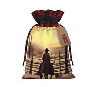 XZDLXJ Cowboy Chronicles - Bolsa de arpillera con cordón y tela a cuadros y etiqueta de papel kraft