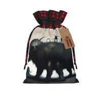 XZDLXJ CreepyCreatures - Bolsa de arpillera con cordón con tela a cuadros y etiqueta de papel kraft