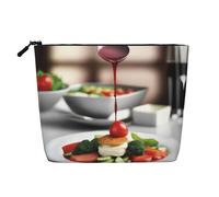 XZDLXJ Culinary Bliss - Bolsa de maquillaje de una sola capa resistente al agua con cremallera para tus necesidades diarias o de viaje, color negro, talla única, Black, Talla única