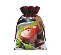 XZDLXJ Deliciosa bolsa de arpillera con cordón para platos con tela a cuadros y etiqueta de papel kraft