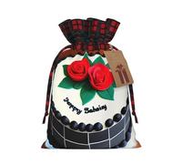 XZDLXJ Delicious cakes - Bolsa de arpillera con cordón y tela a cuadros y etiqueta de papel kraft