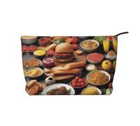 XZDLXJ Delicious Feast - Bolsa de cosméticos de pana, adecuada para viajes y uso diario, forro resistente, garantiza la longevidad, color negro, talla única, Black, Talla única