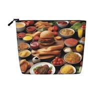 XZDLXJ Delicious Feast - Bolsa de maquillaje de una sola capa resistente al agua con cremallera para tus necesidades diarias o de viaje, color negro, talla única, Black, Talla única