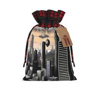 XZDLXJ Dystopian World - Bolsa de arpillera con cordón y tela a cuadros y etiqueta de papel kraft