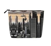 XZDLXJ Dystopian World - Bolsa de maquillaje de una sola capa resistente al agua con cremallera para tus necesidades diarias o de viaje, color negro, talla única, Black, Talla única