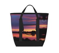 XZDLXJ Evening Glow - Bolsa de hombro aislada de gran capacidad para alimentos fríos y calientes, color negro, talla única, Black, Talla única