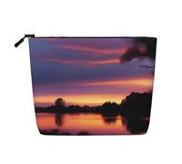 XZDLXJ Evening Glow - Bolsa de maquillaje de una sola capa resistente al agua con cremallera para tus necesidades diarias o de viaje, color negro, talla única, Black, Talla única