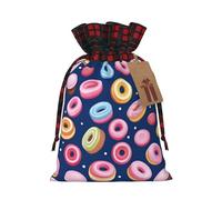 XZDLXJ Fancy Sweets - Bolsa de arpillera con cordón con tela a cuadros y etiqueta de papel kraft