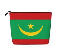 XZDLXJ Flag of Mauritania - Bolsa de maquillaje de una sola capa resistente al agua con aspecto de lino con cremallera para tus necesidades diarias o de viaje, color negro, talla única, Black, Talla