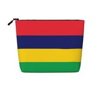 XZDLXJ Flag of Mauritius - Bolsa de maquillaje de una sola capa resistente al agua con aspecto de lino con cremallera para tus necesidades diarias o de viaje, color negro, talla única, Black, Talla