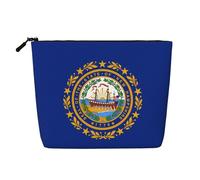 XZDLXJ Flag of New Hampshire - Bolsa de maquillaje de una sola capa resistente al agua con aspecto de lino con cremallera para tus necesidades diarias o de viaje, color negro, talla única, Black,