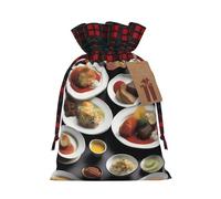 XZDLXJ Flavorful Plates - Bolsa de arpillera con cordón y tela a cuadros y etiqueta de papel kraft