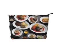 XZDLXJ Flavorful Plates - Bolsa de cosméticos de pana, adecuada para viajes y uso diario, forro resistente, garantiza la longevidad, color negro, talla única, Black, Talla única