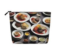 XZDLXJ Flavorful Plates - Bolsa de maquillaje de una sola capa resistente al agua con cremallera para tus necesidades diarias o de viaje, color negro, talla única, Black, Talla única