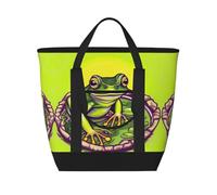 XZDLXJ Frog in a Pond - Bolsa de hombro aislada de gran capacidad para alimentos fríos y calientes, color negro, talla única, Black, Talla única