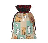 XZDLXJ Furry Friends - Bolsa de arpillera con cordón y tela a cuadros y etiqueta de papel kraft