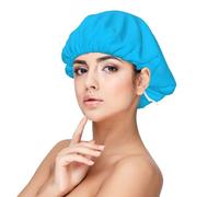 XZDLXJ Gorro de dormir de satén azul claro para adultos, protección y comodidad del cabello, negro, talla única