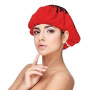 XZDLXJ Gorro de dormir de satén con bandera albanesa para adultos, protección y comodidad para el cabello, negro, talla única