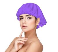 XZDLXJ Gorro de dormir de satén de color morado claro para adultos, protección y comodidad del cabello, negro, talla única