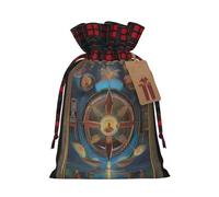 XZDLXJ Holy Visions - Bolsa de arpillera con cordón con tela a cuadros y etiqueta de papel kraft, Black, M