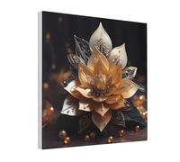 XZDLXJ Lienzo decorativo cuadrado de flor de loto blanco con marco de madera natural para bodas, aniversarios y decoraciones de vacaciones