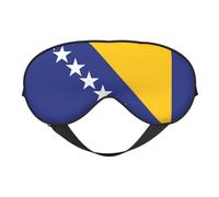 XZDLXJ Máscara reversible de poliéster para dormir con la bandera de Bosnia y Herzegovina con correa ajustable para máxima comodidad y bloqueo de luz, color negro
