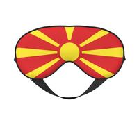 XZDLXJ Máscara reversible de poliéster para dormir con la bandera de Macedonia del Norte con correa ajustable para máxima comodidad y bloqueo de luz, color negro
