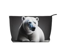 XZDLXJ Retrato de un oso polar, bolsa de cosméticos de pana, adecuada para viajes y uso diario, forro resistente, garantiza la longevidad, negro, talla única, Black, Talla única