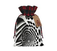 XZDLXJ Rotation Ilusion - Bolsa de arpillera con cordón y tela a cuadros y etiqueta de papel kraft
