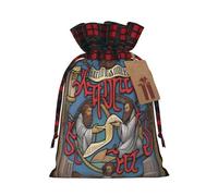 XZDLXJ Saints and Sinners - Bolsa de arpillera con cordón y tela a cuadros y etiqueta de papel kraft