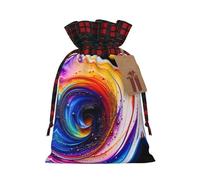 XZDLXJ Scribble Art to the Pap Bolsa de arpillera con cordón con tela a cuadros y etiqueta de papel kraft, Black, M