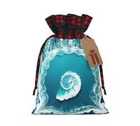 XZDLXJ Sea of Love - Bolsa de arpillera con cordón con tela a cuadros y etiqueta de papel kraft