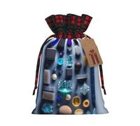 XZDLXJ Smart Crystal Art - Bolsa de arpillera con cordón y tela a cuadros y etiqueta de papel kraft, Black, M