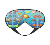 XZDLXJ Turtle and Fish - Antifaz reversible de poliéster para dormir con correa ajustable para máxima comodidad y bloqueo de luz, color negro